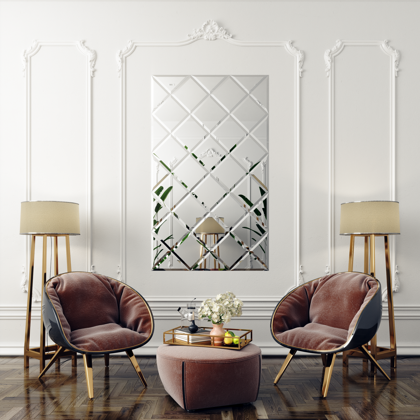 Faceted Mirror 1125 x 1875 Silver
