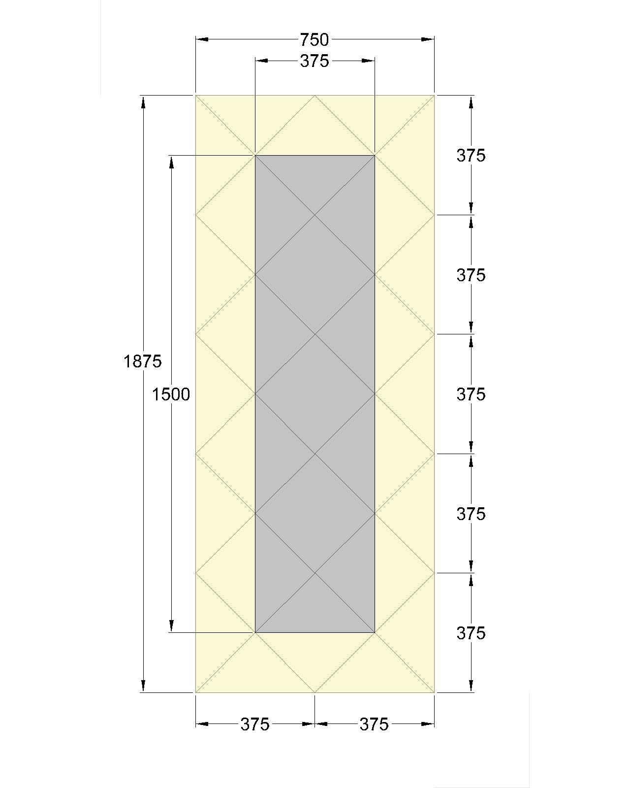 Faceted Mirror 750 x 1875 Gray with Bronze Perimeter