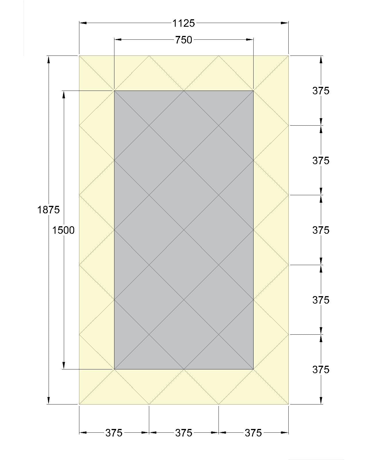 Faceted Mirror 1125 x 1875 Grey with Bronze Perimeter