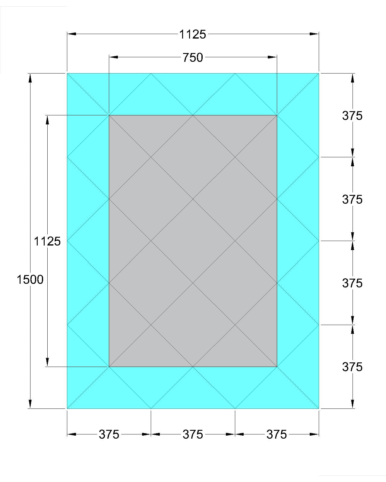 Faceted Mirror 1125 x 1500 Grey with Silver Perimeter