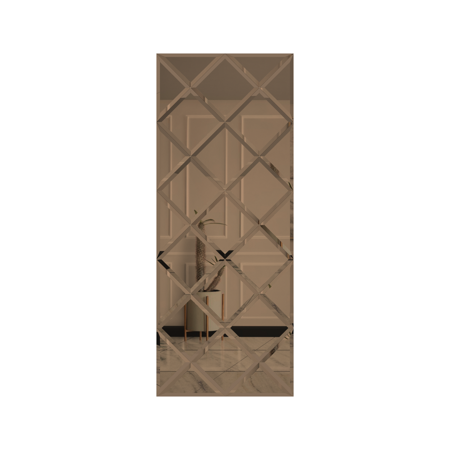 Faceted Mirror 750 x 1875 Bronze