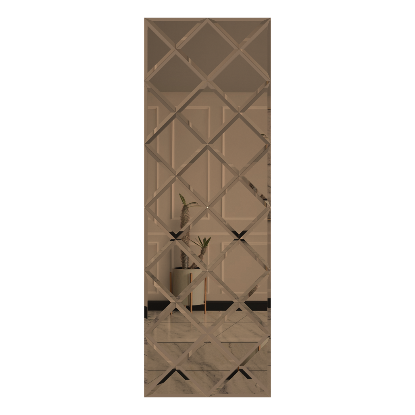 Faceted Mirror 750 x 2250 Bronze