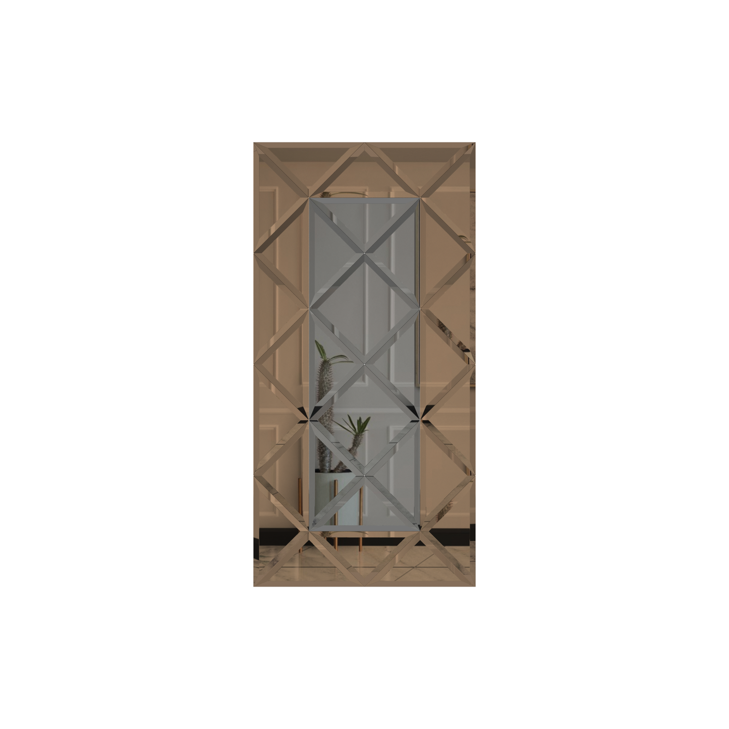 Faceted Mirror 750 x 1500 Gray with Bronze Perimeter