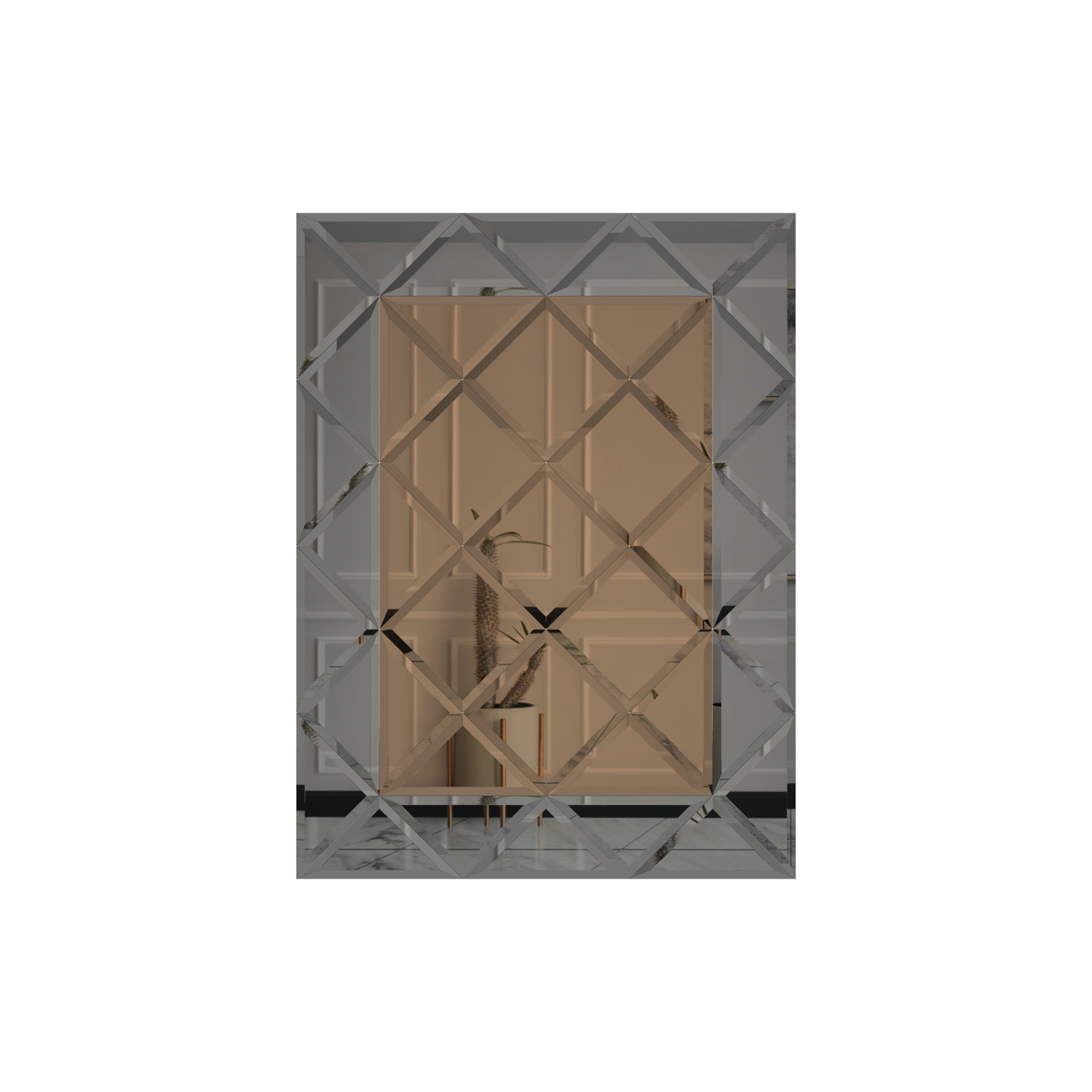Faceted Mirror 1125 x 1500 Bronze with Grey Perimeter