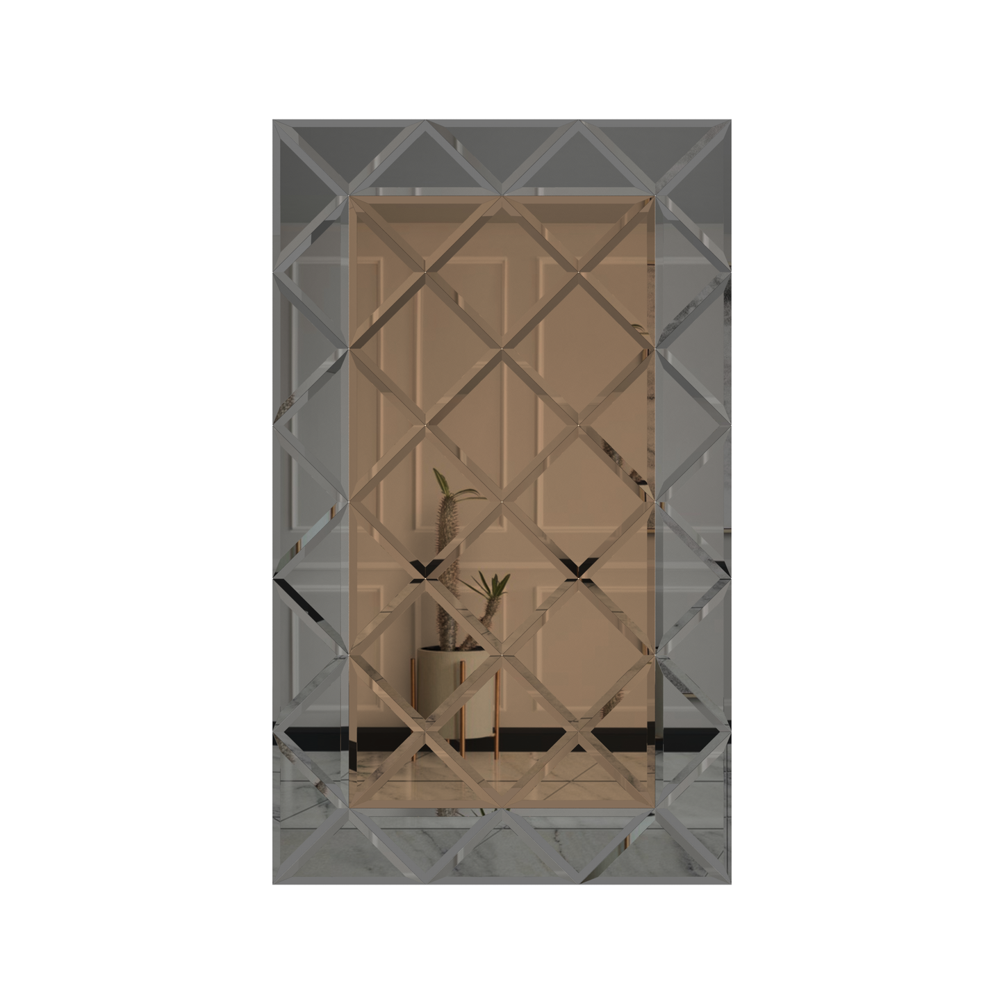 Faceted Mirror 1125 x 1875 Bronze with Grey Perimeter