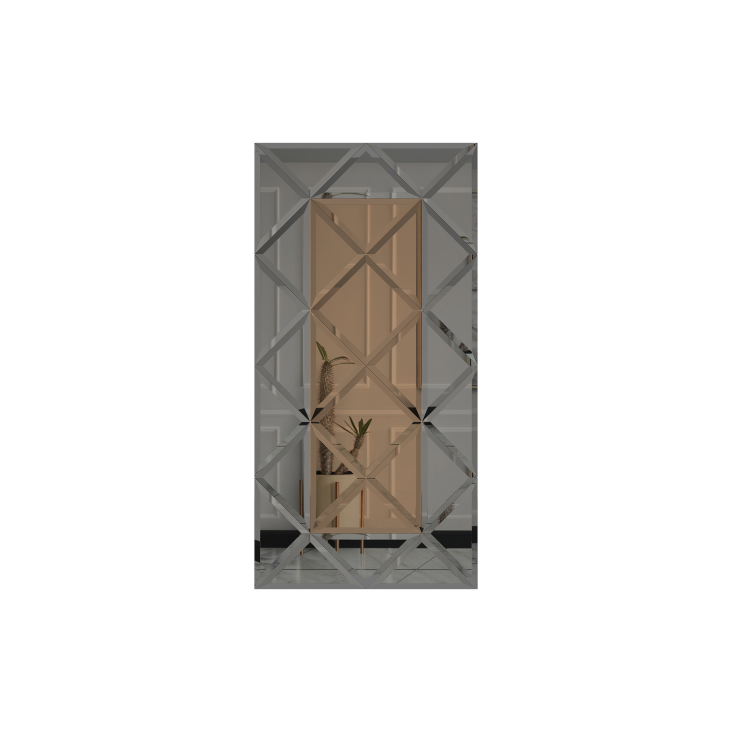 Faceted Mirror 750 x 1500 Bronze with Gray Perimeter
