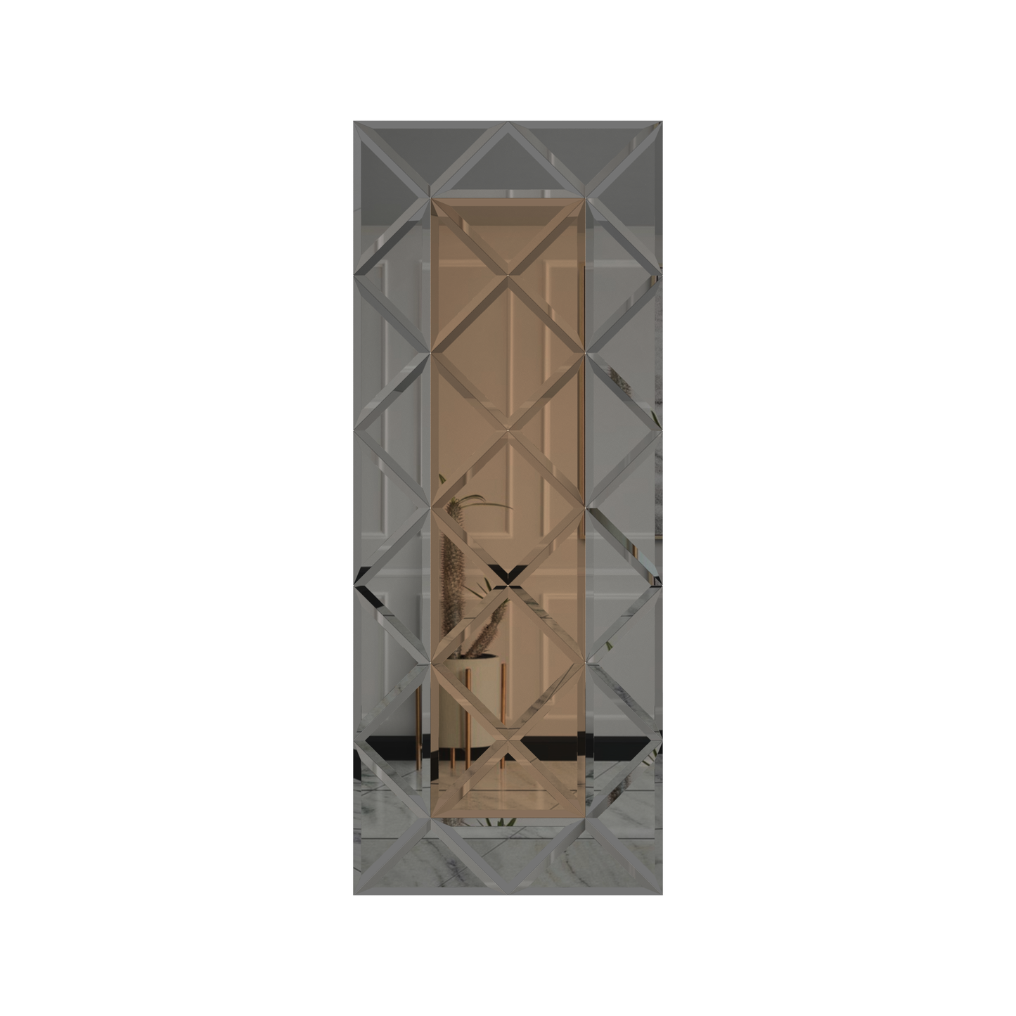 Faceted Mirror 750 x 1875 Bronze with Gray Perimeter