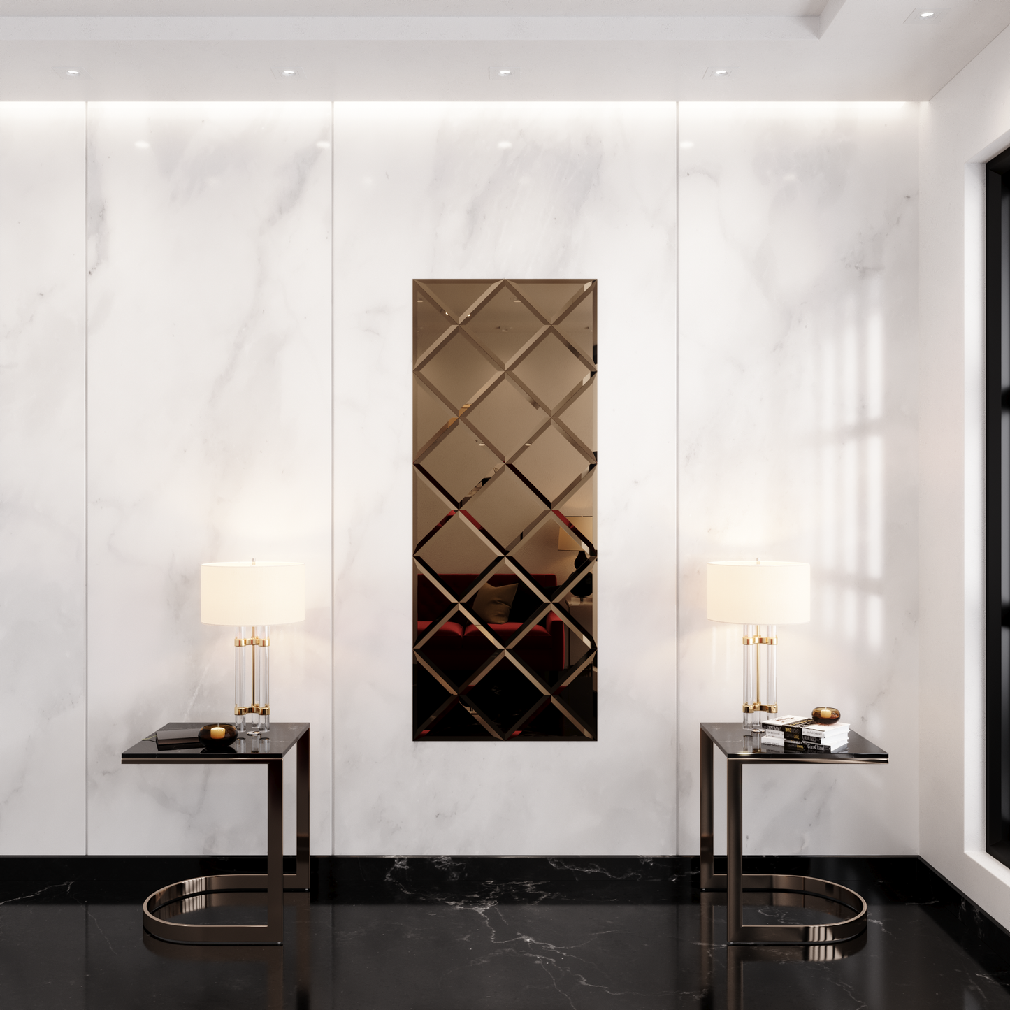 Faceted Mirror 750 x 1875 Bronze
