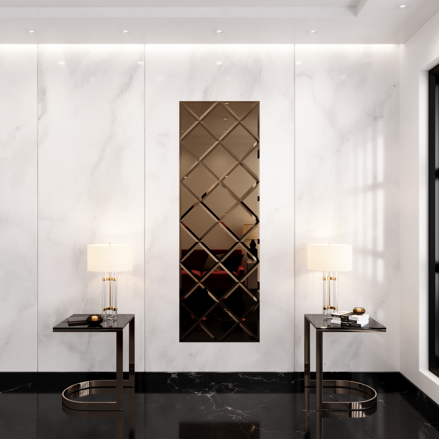 Faceted Mirror 750 x 2250 Bronze
