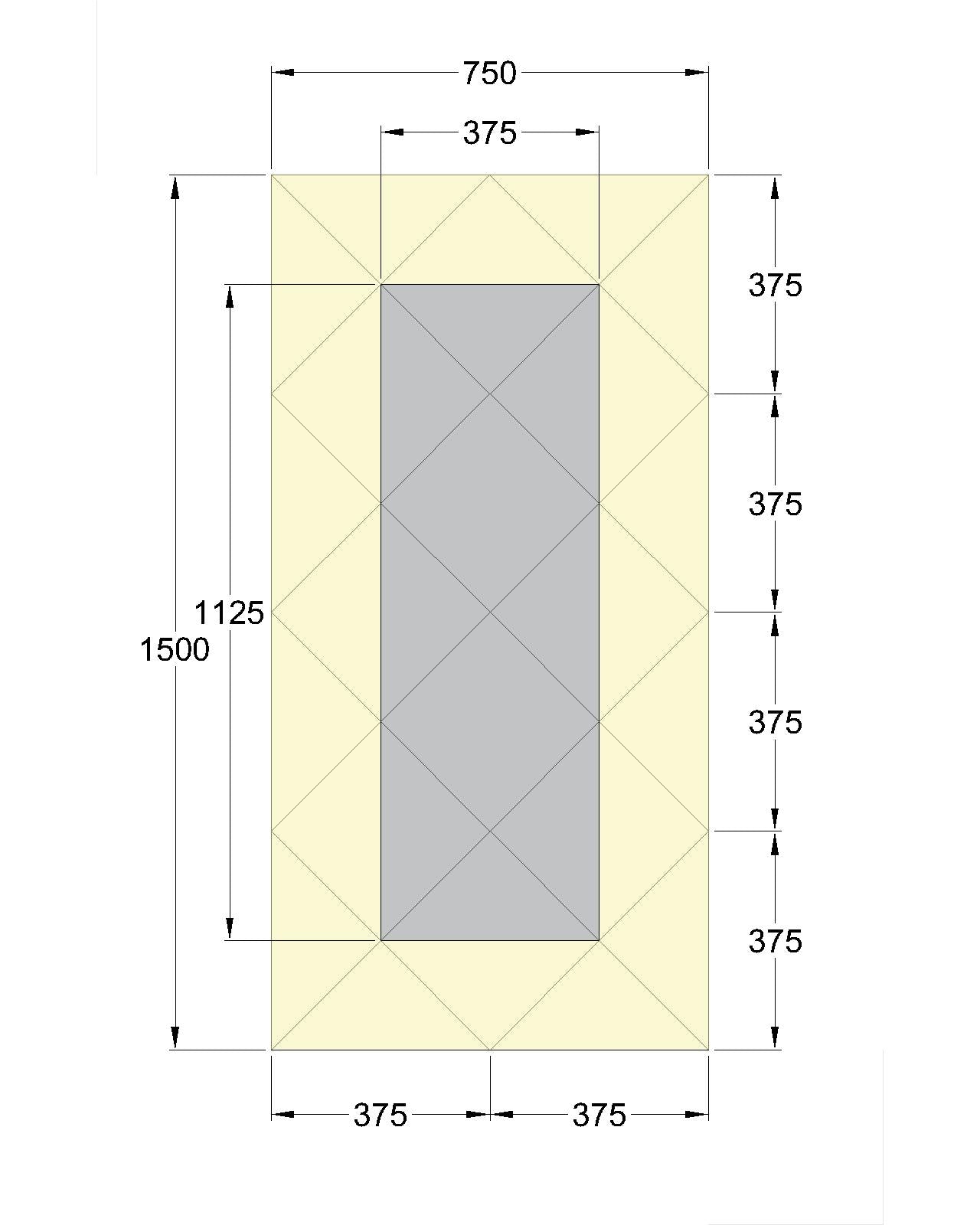 Faceted Mirror 750 x 1500 Gray with Bronze Perimeter