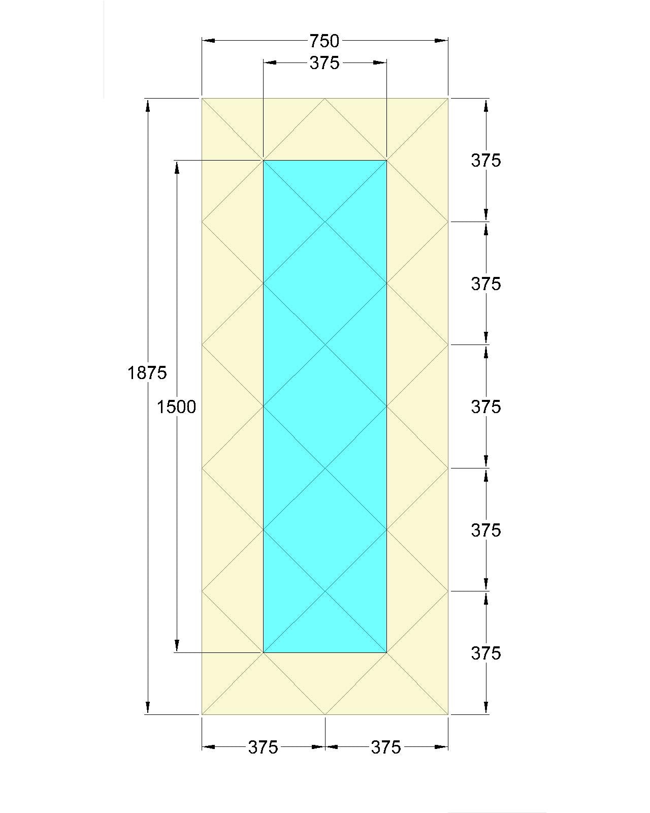 Faceted Mirror 750 x 1875 Silver with Bronze Perimeter