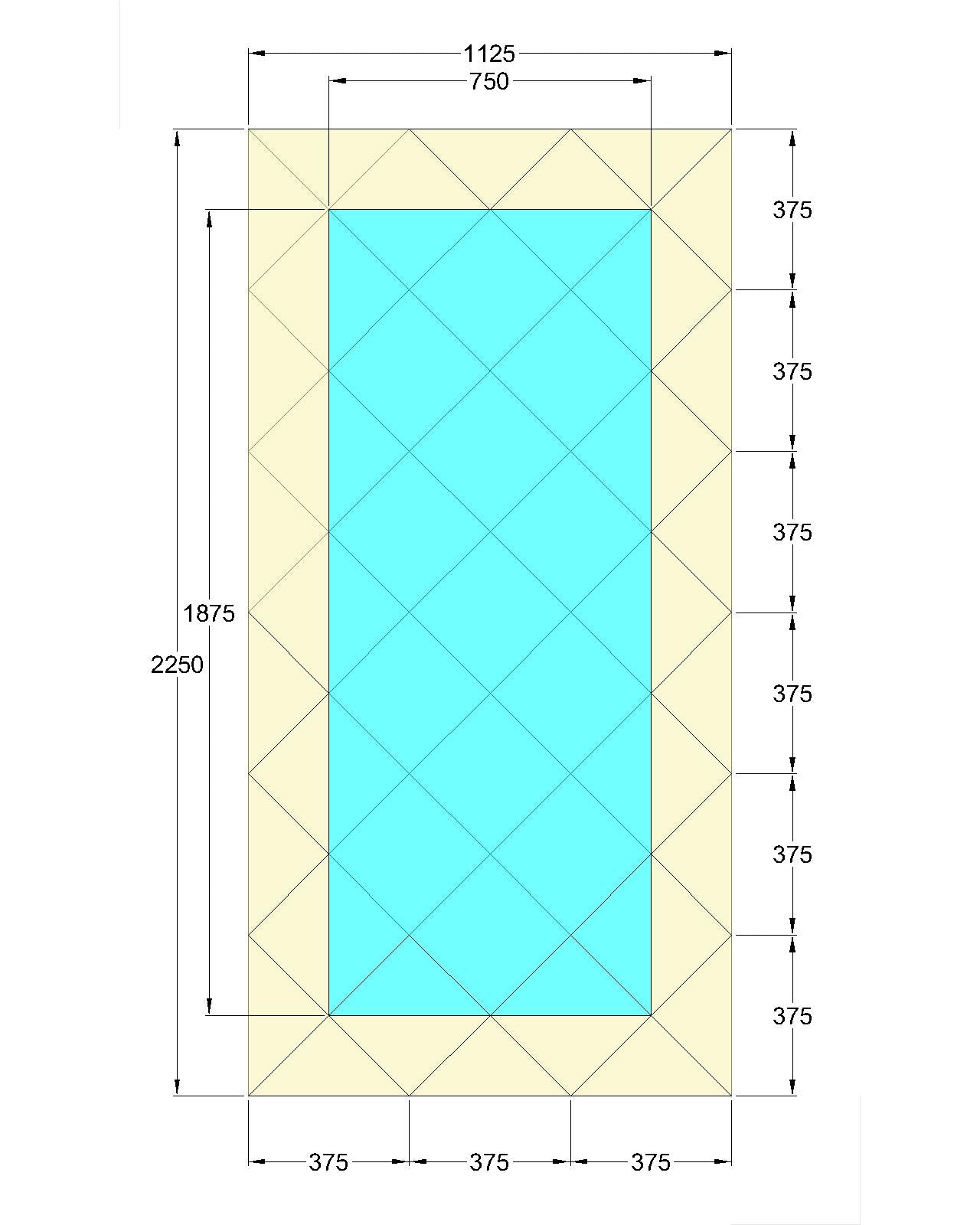 Faceted Mirror 1125 x 2250 Silver with Bronze Perimeter