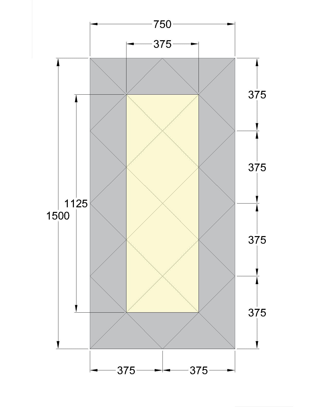 Faceted Mirror 750 x 1500 Bronze with Gray Perimeter