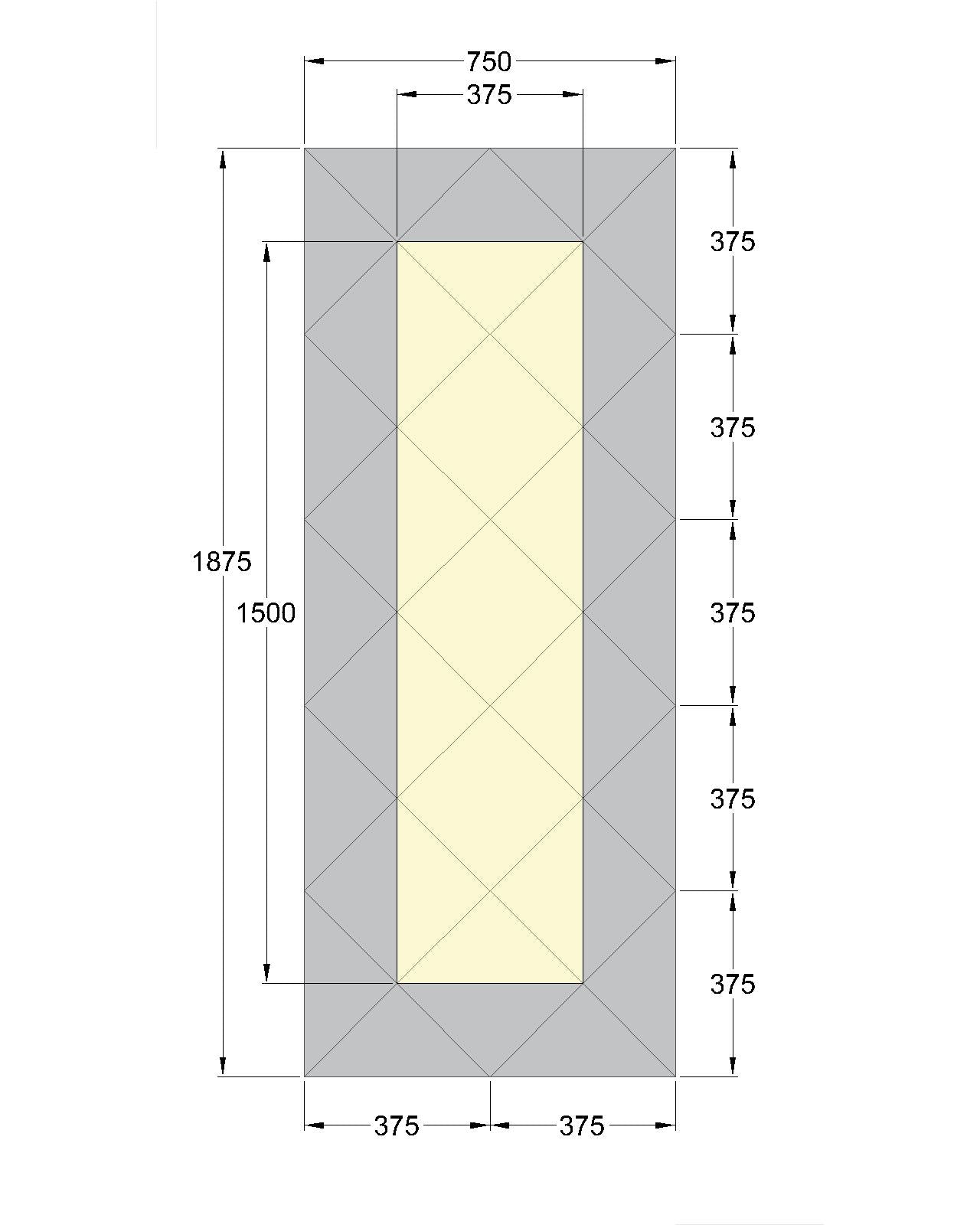 Faceted Mirror 750 x 1875 Bronze with Gray Perimeter
