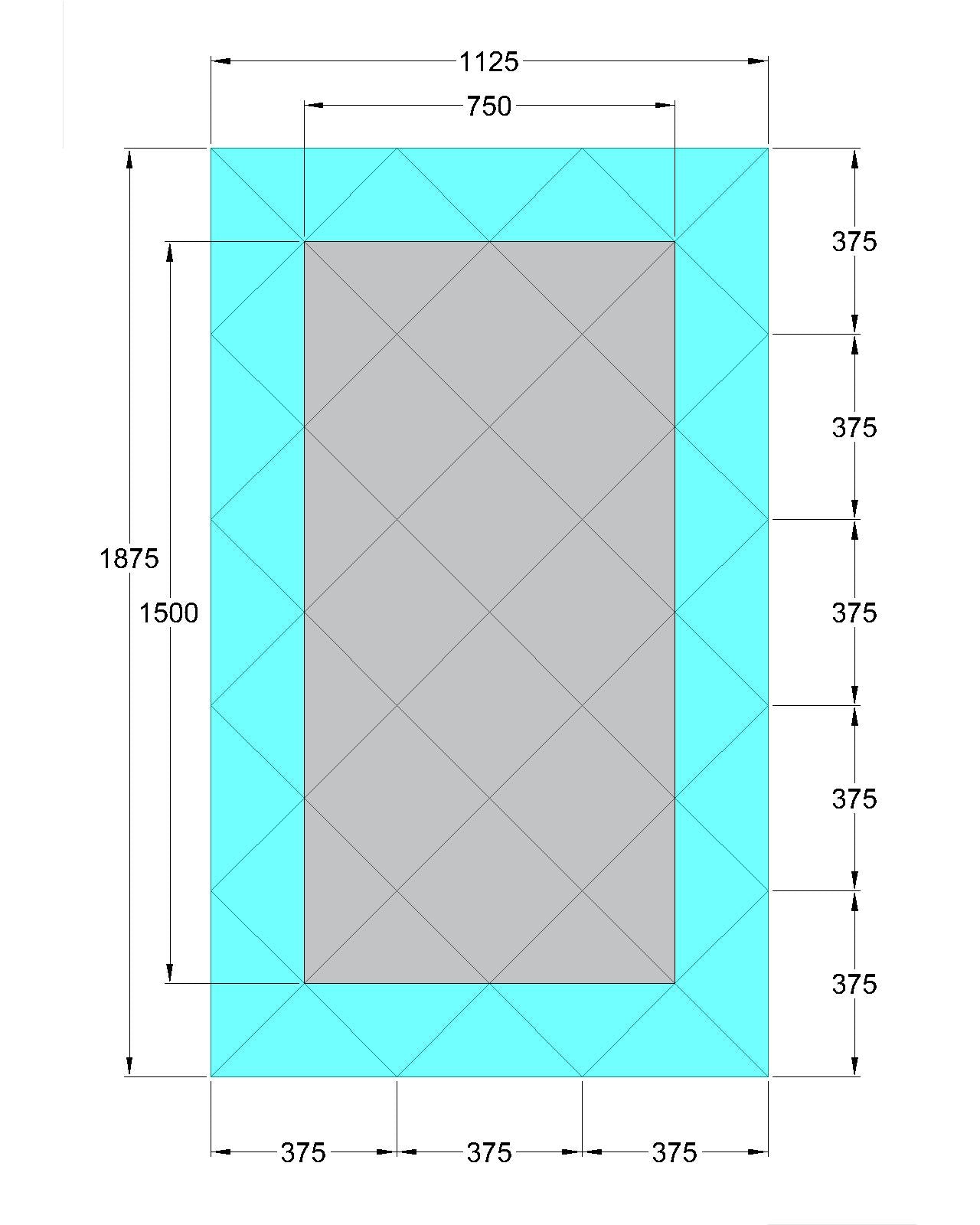 Faceted Mirror 1125 x 1875 Grey with Silver Perimeter
